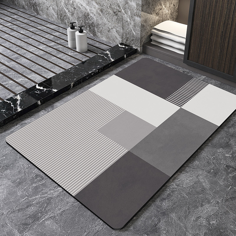 Nordic Geometric Diatomite Bat - Quick Dry Diatomite Bath Mat review and price