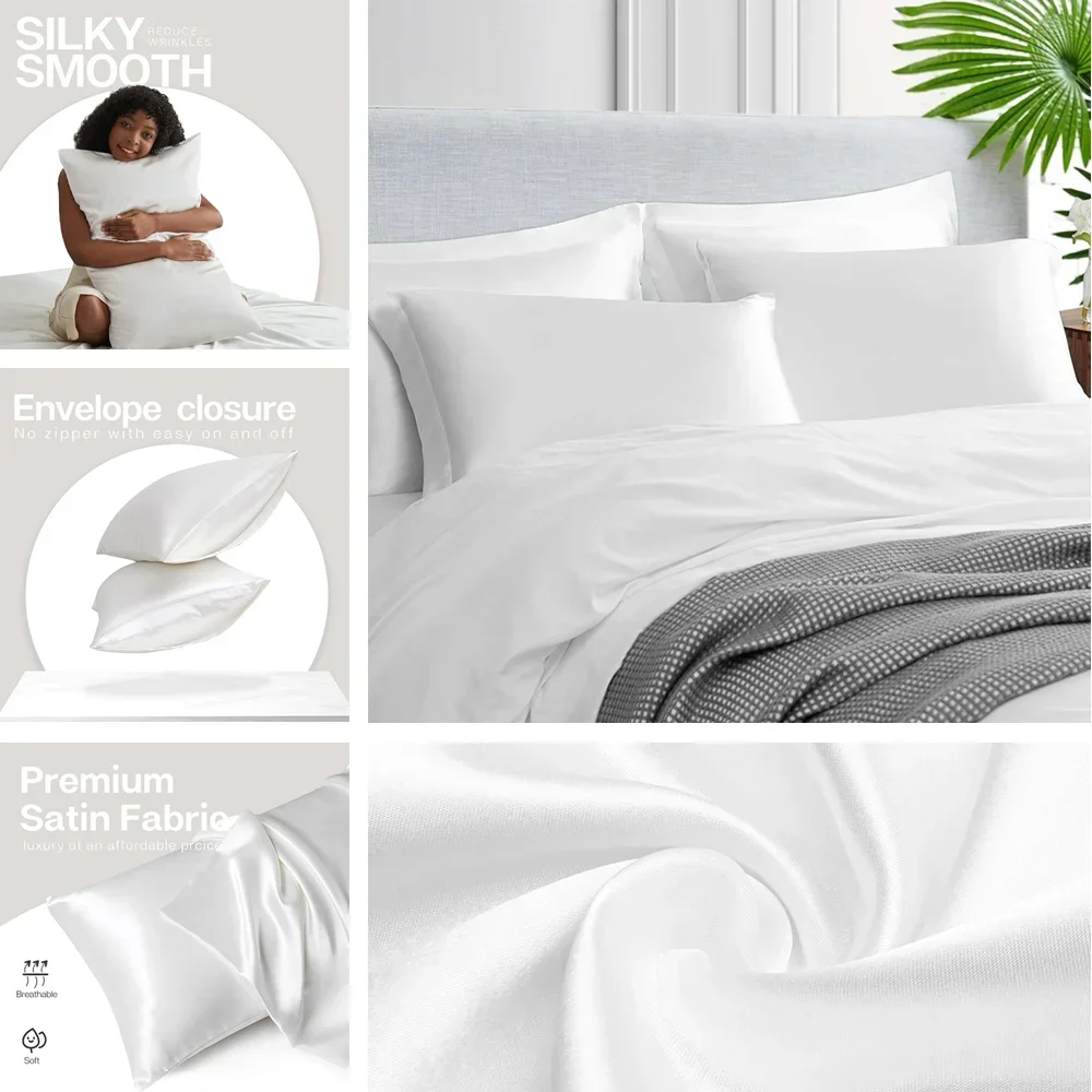 2 Pack Satin Pillowcase for Ha - Satin Silk Pillowcase Hair Skin review and price