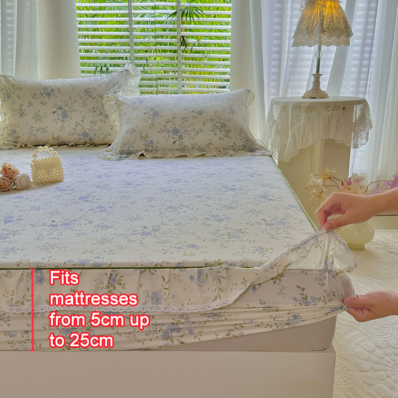 100% Cotton Floral Printed Ruf - Fitted Bed Sheets Deep Pocket review and price