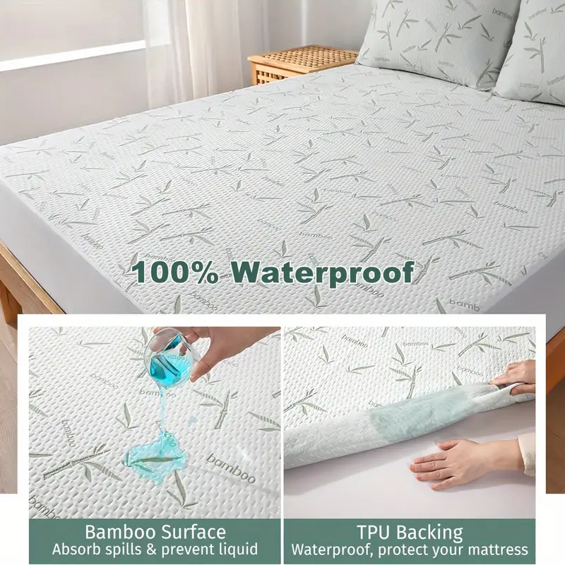 1pc Bamboo Mattress Protector, - Waterproof Mattress Protector Breathable review and price