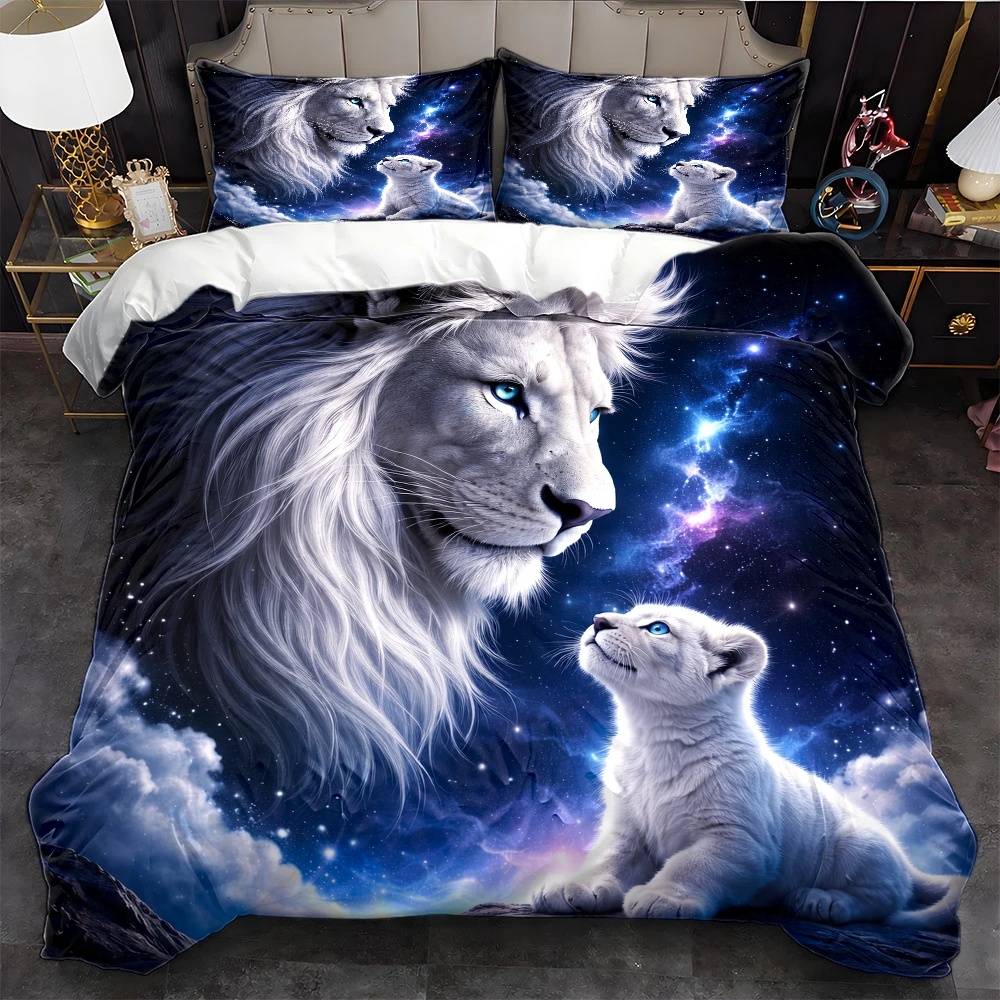 3Pc Starry Sky Lion Parent-Chi - Duvet Cover Sets With Zipper review and price