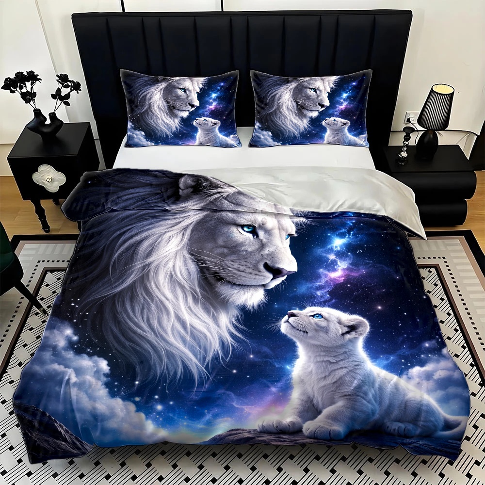 3Pc Starry Sky Lion Parent-Chi - Duvet Cover Sets With Zipper review and price