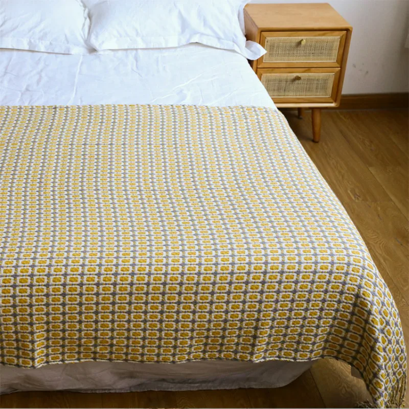 Geometric Grid Jacquard Woven  - Boho Throw Blanket Fringe review and price