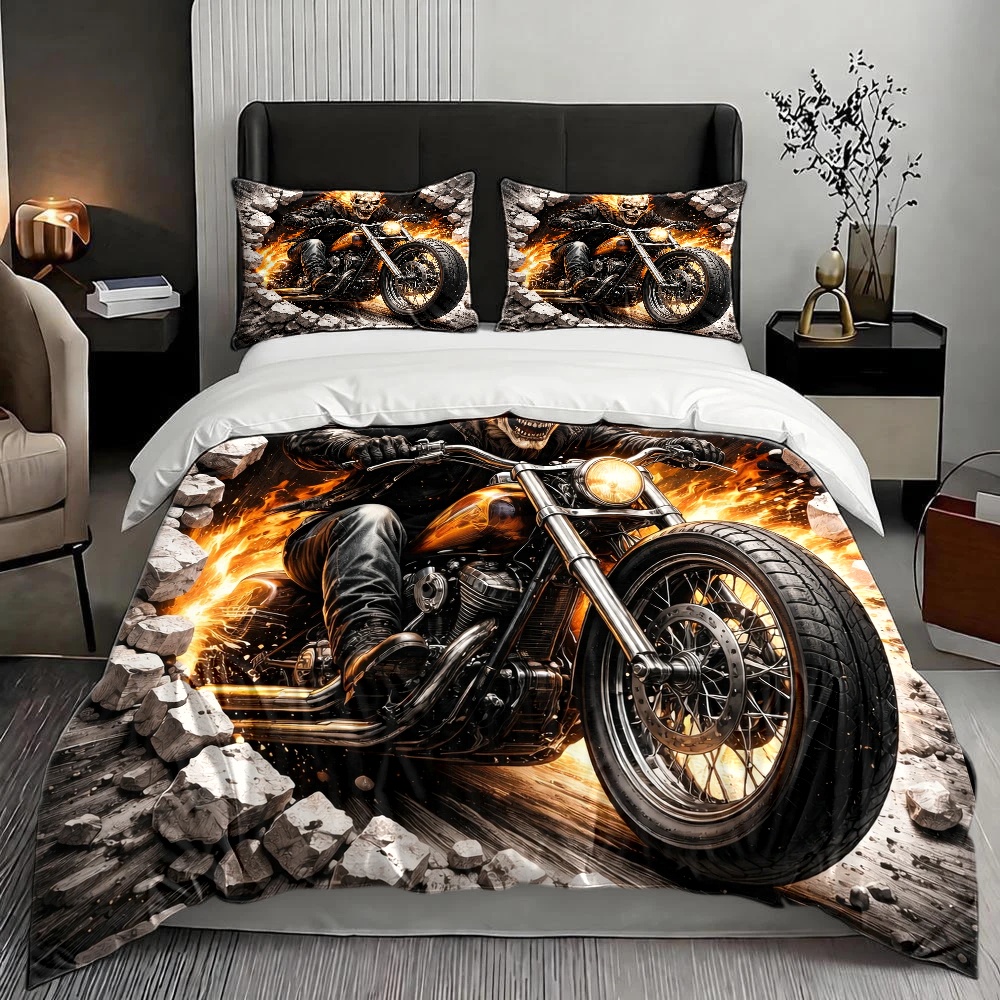 Ghost Rider Flame Skull Motorc - Duvet Cover Sets With Zipper review and price