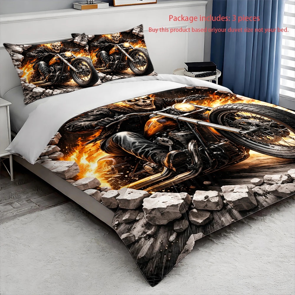 Ghost Rider Flame Skull Motorc - Duvet Cover Sets With Zipper review and price