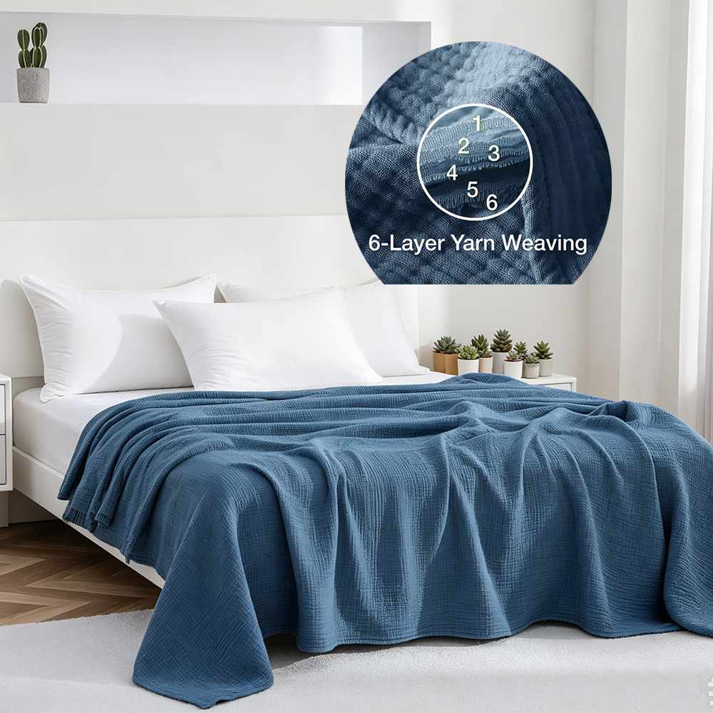 6 Layers Cotton Muslin Blanket - Muslin Cotton Bedspread review and price