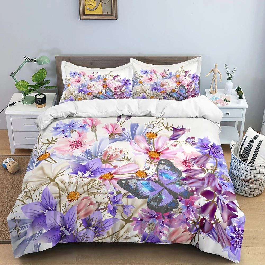 Butterfly Bedding Set 3D Flowe - Duvet Cover Sets With Zipper review and price