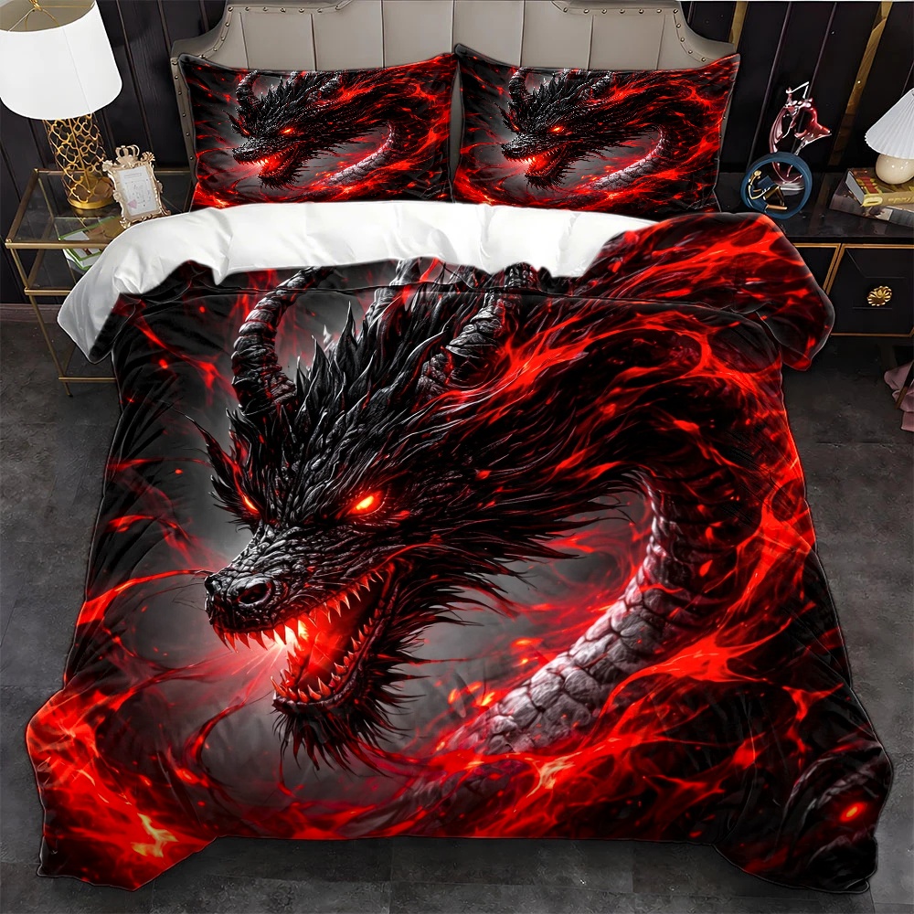 3Pc Dark Dragon Duvet Cover Se - Duvet Cover Sets With Zipper review and price