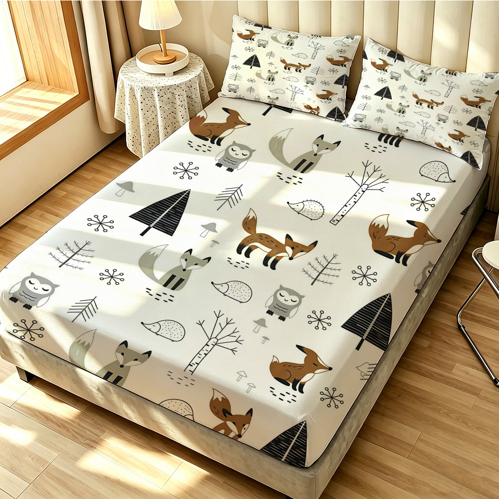 Forest Fox Owl Pine Fitted She - Fitted Bed Sheets Deep Pocket review and price