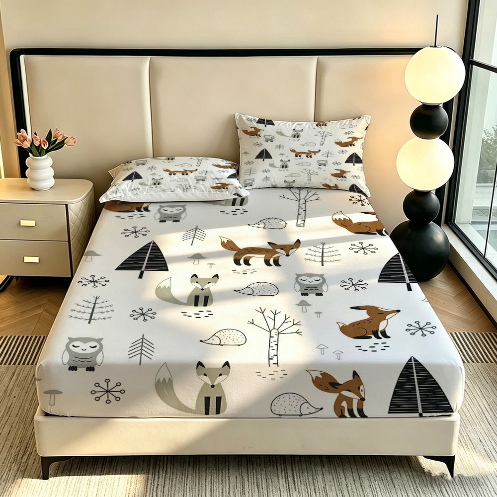 Forest Fox Owl Pine Fitted She - Fitted Bed Sheets Deep Pocket review and price