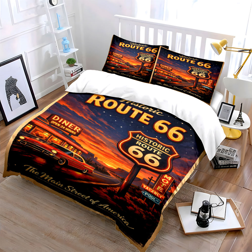 Nostalgic Night on Route 66 Pa - Duvet Cover Sets With Zipper review and price