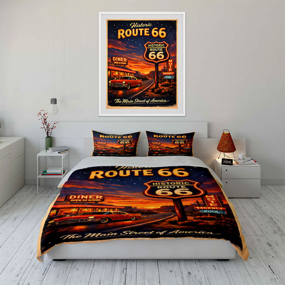 Nostalgic Night on Route 66 Pa - Duvet Cover Sets With Zipper review and price