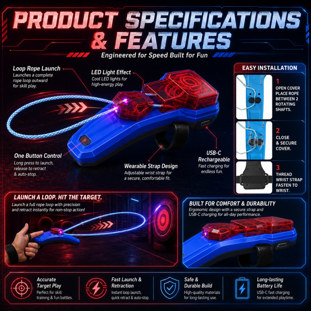 Rope Launcher Spider Web Shoot - Lighting review and price
