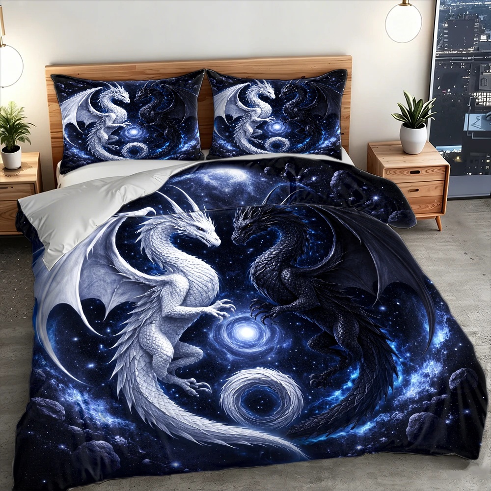 3Pc Starry Sky Dragon Totem Du - Duvet Cover Sets With Zipper review and price