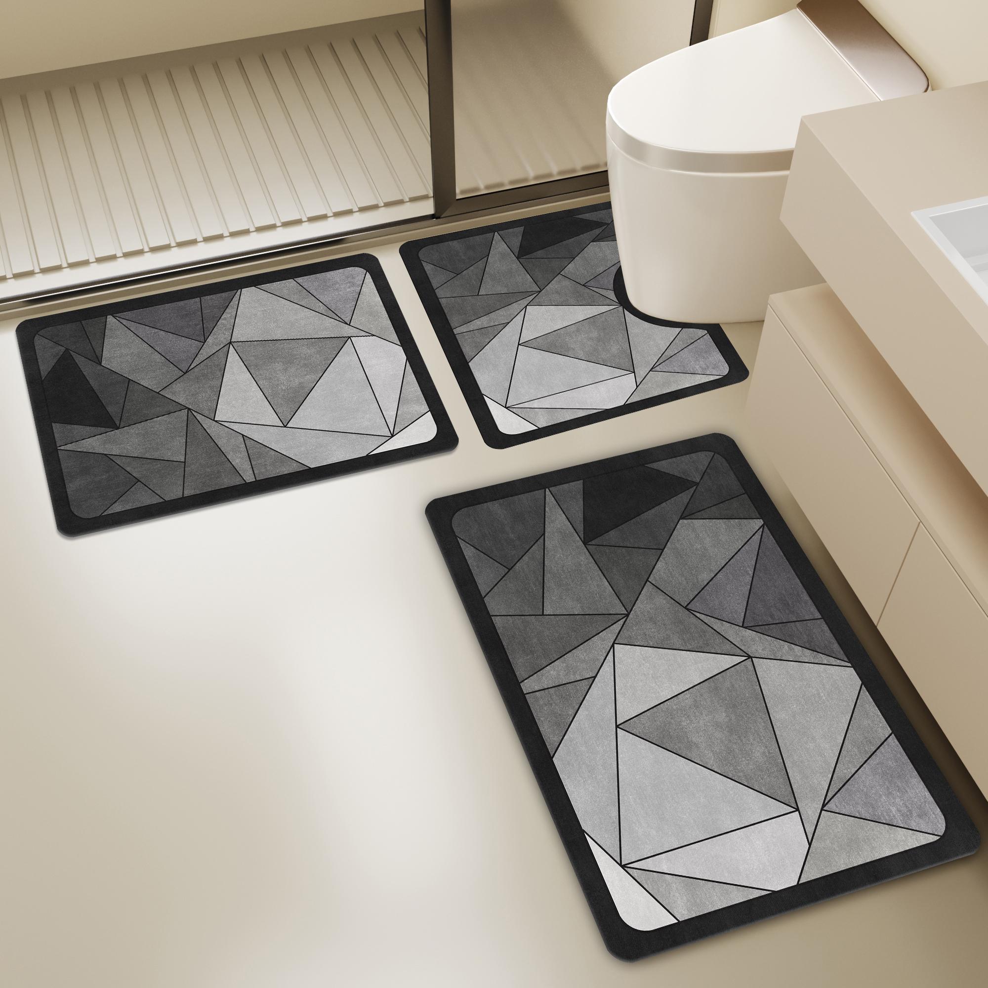 3-Piece Bathroom Mat Set Thick - Quick Dry Diatomite Bath Mat review and price
